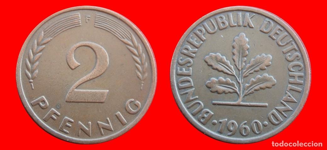 Monedas antiguas de Europa: 2 PFENNIG 1960-F BRD ALEMANIA-154389