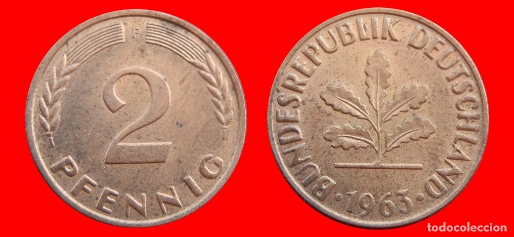 Monedas antiguas de Europa: 2 PFENNIG 1963-F BRD ALEMANIA-154391