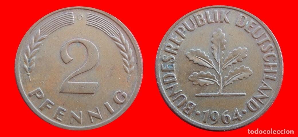 Monedas antiguas de Europa: 2 PFENNIG 1964-D BRD ALEMANIA-154392