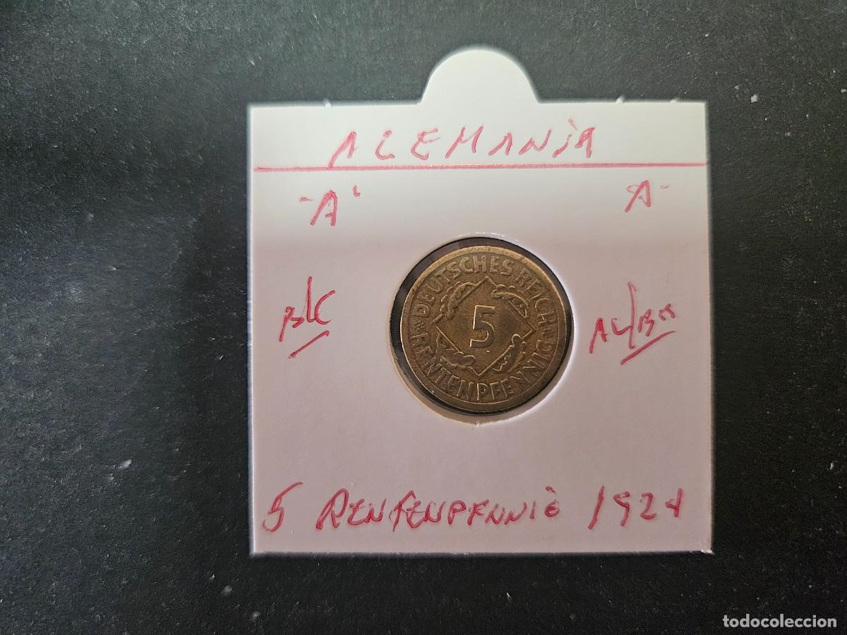 Monedas antiguas de Europa: ALEMANIA 5 RENTENPFENNIG 1924 BC KM=32 (ALUMINIO-BRONCE) CECA &rdquo;A&rdquo;