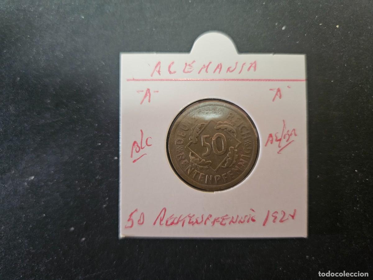 Monedas antiguas de Europa: ALEMANIA 50 RENTENPFENNIG 1924 BC KM=34 (ALUMINIO-BRONCE) CECA &rdquo;A&rdquo;