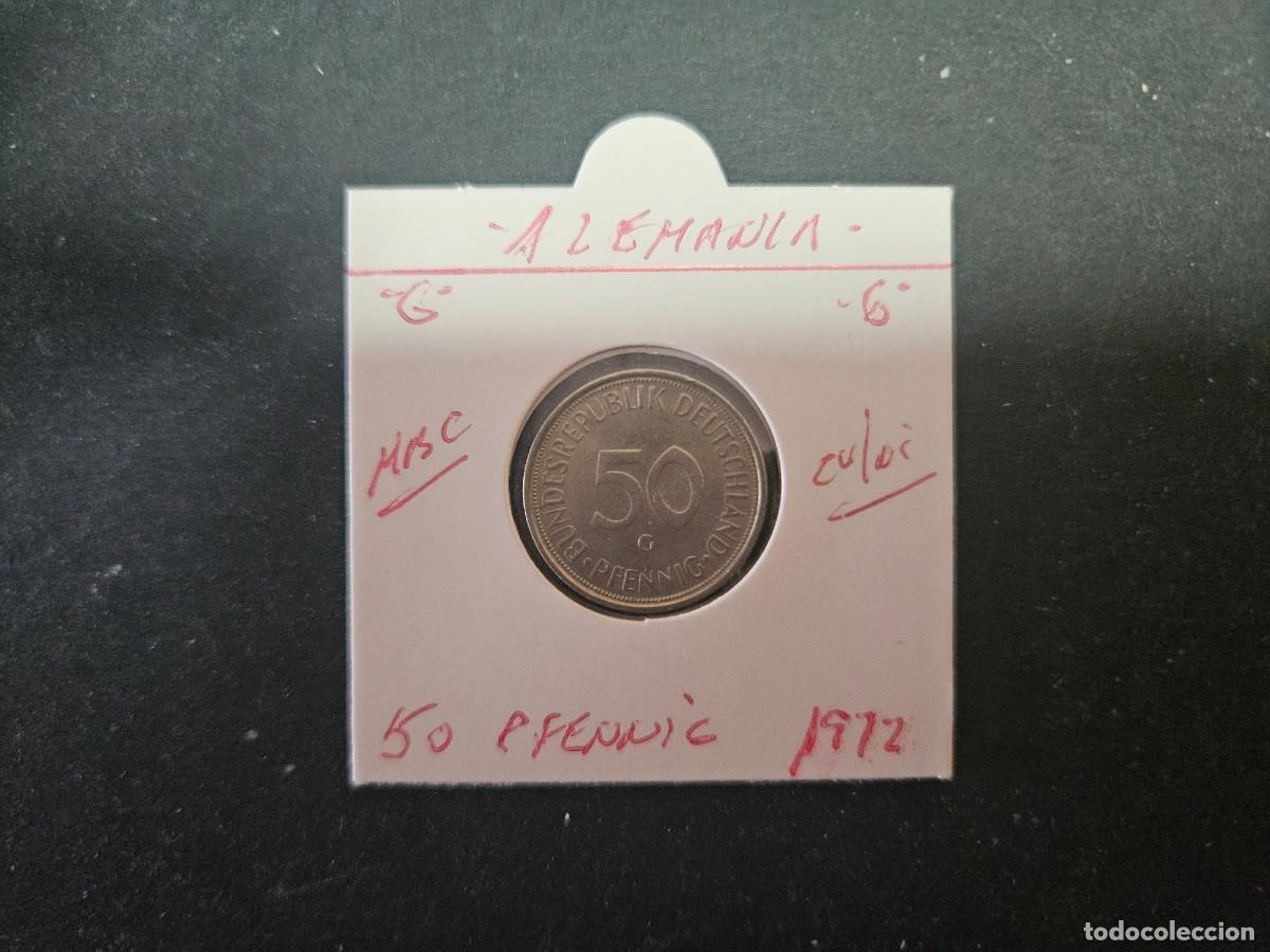 Monedas antiguas de Europa: ALEMANIA 50 PFENNIG 1972 MBC KM=109.2 (CUPRONIQUEL)) CECA &rdquo;G&rdquo;