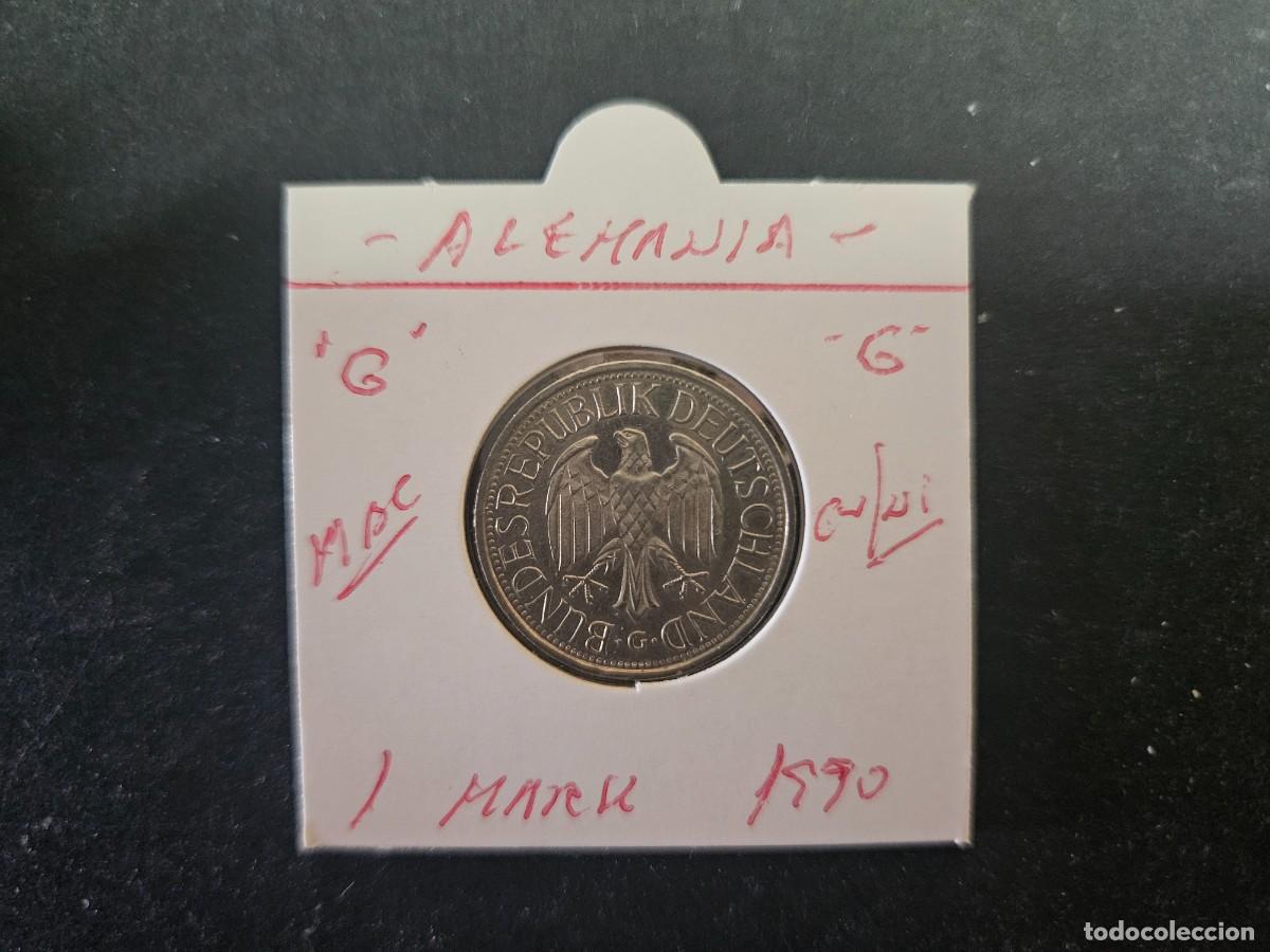 Monedas antiguas de Europa: ALEMANIA 1 MARK 1990 MBC KM=110 (CUPRONIQUEL)) CECA &rdquo;G&rdquo;