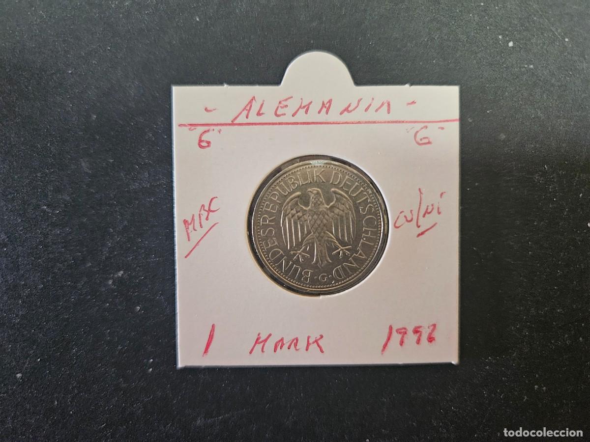 Monedas antiguas de Europa: ALEMANIA 1 MARK 1992 MBC KM=110 (CUPRONIQUEL)) CECA &rdquo;G&rdquo;