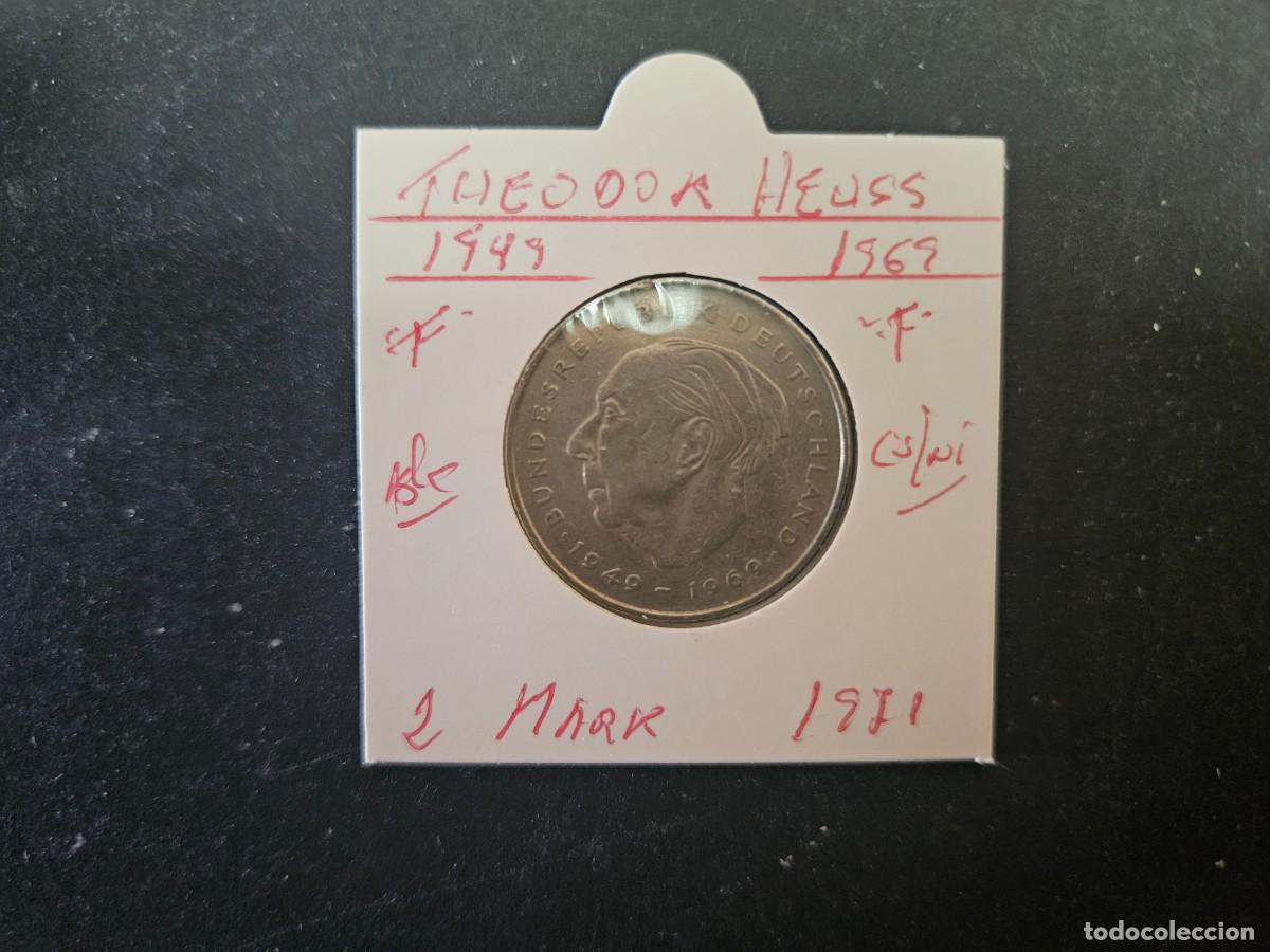 Monedas antiguas de Europa: ALEMANIA 2 MARK 1971 BC KM=A127 (CUPRONIQUEL)) CECA &rdquo;F&rdquo; (THEODOR HEUSS 1949-1969)