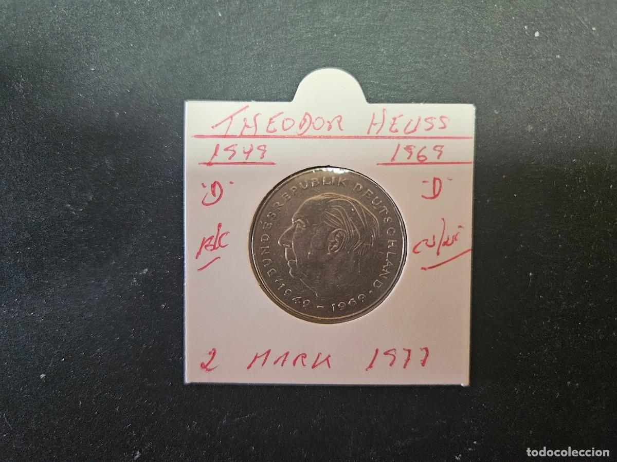 Monedas antiguas de Europa: ALEMANIA 2 MARK 1977 BC KM=A127 (CUPRONIQUEL)) CECA &rdquo;D&rdquo; (THEODOR HEUSS 1949-1969)