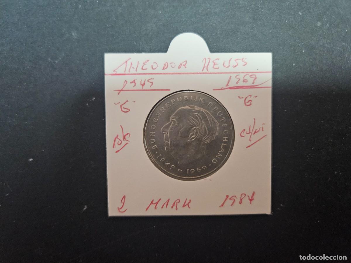 Monedas antiguas de Europa: ALEMANIA 2 MARK 1984 BC KM=A127 (CUPRONIQUEL)) CECA &rdquo;G&rdquo; (THEODOR HEUSS 1949-1969)