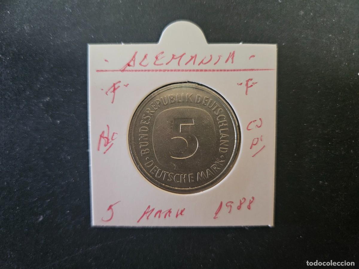Monedas antiguas de Europa: ALEMANIA 5 MARK 1988 BC KM=140.1 (CUPRONIQUEL)) CECA &rdquo;F&rdquo;