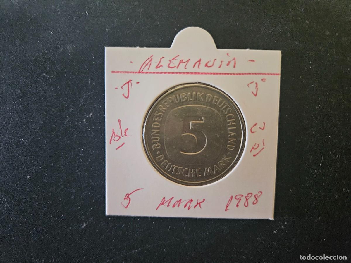 Monedas antiguas de Europa: ALEMANIA 5 MARK 1988 BC KM=140.1 (CUPRONIQUEL)) CECA &rdquo;J&rdquo;