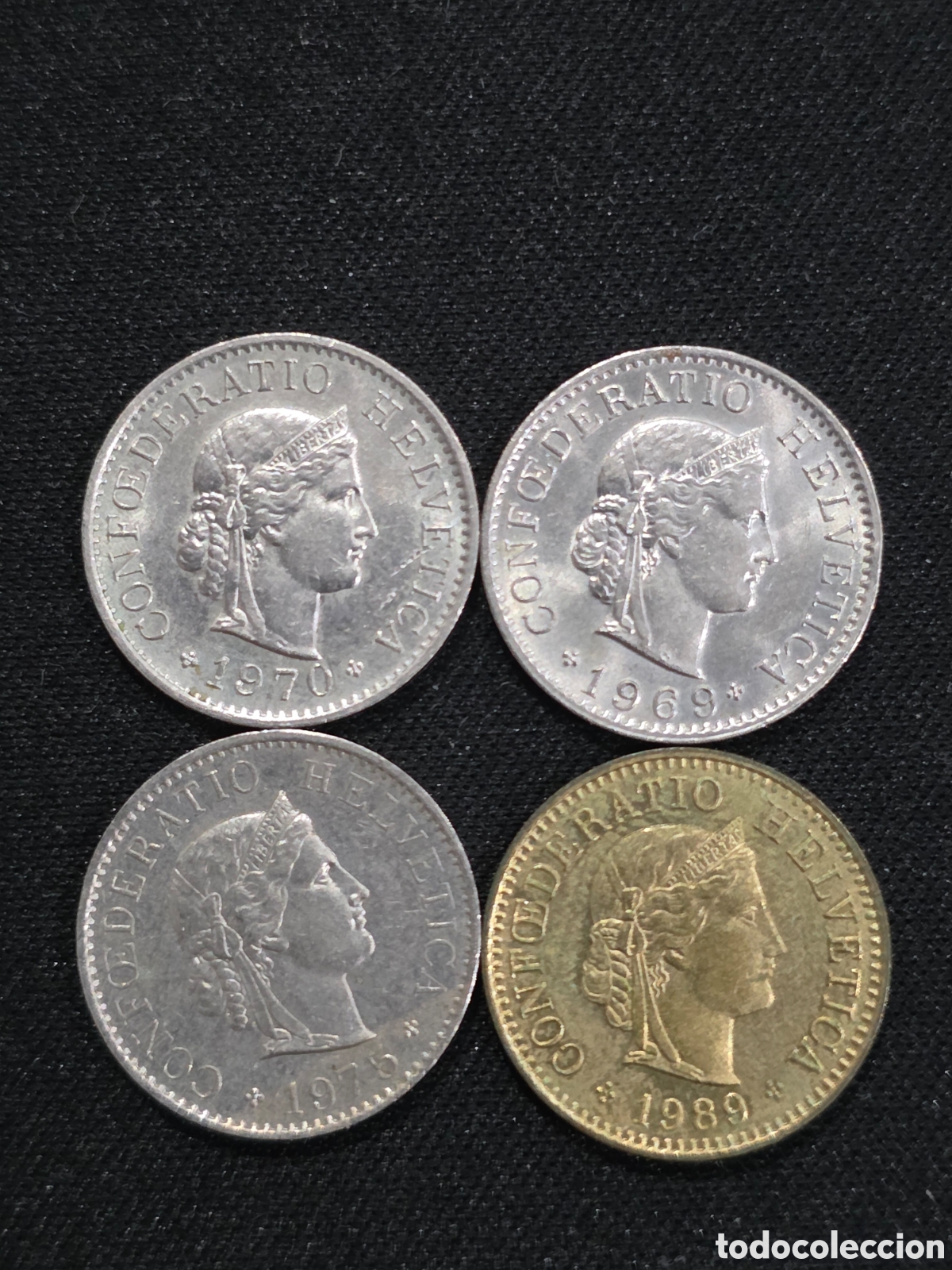 Monedas antiguas de Europa: 5 Rappen Suiza 1969, 1970, 1975 y 1989 - PEDIDO M&Iacute;NIMO 5&euro;