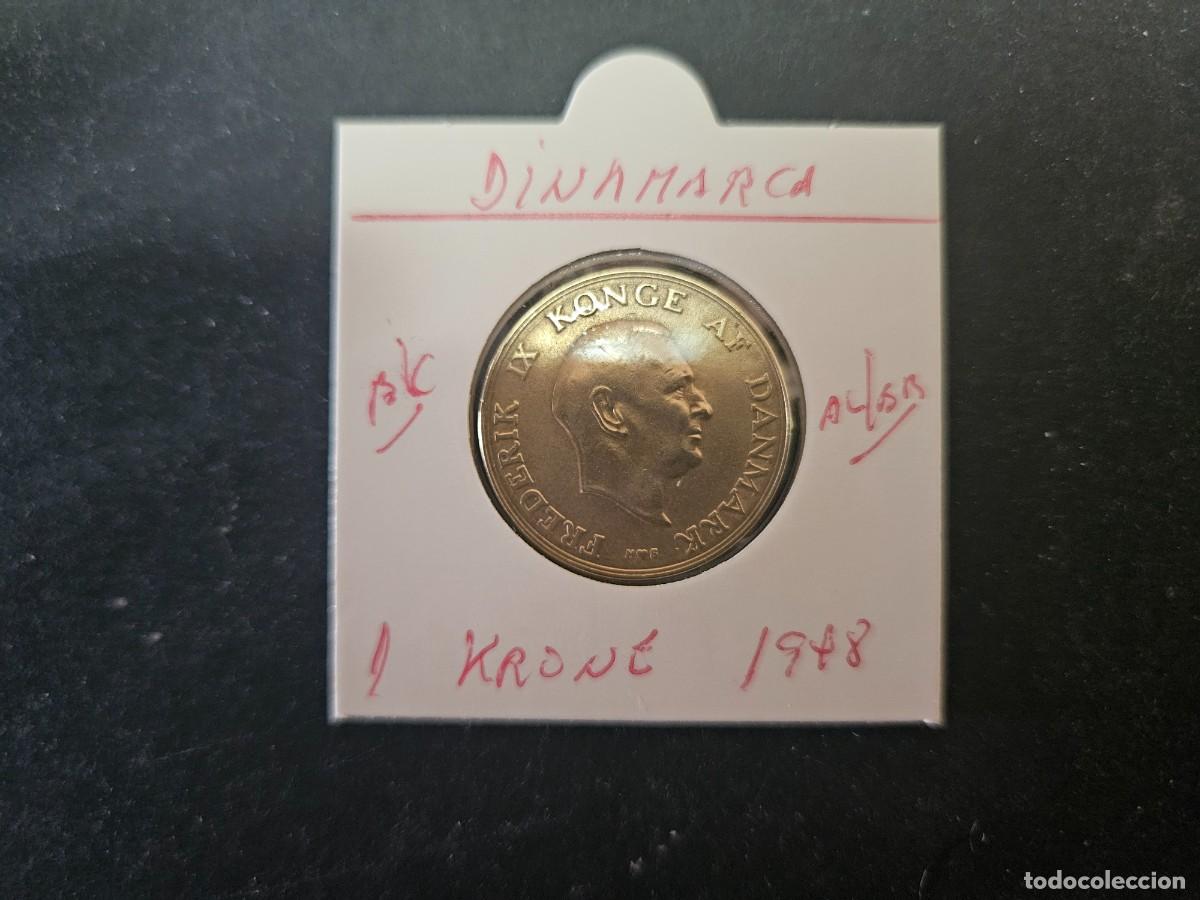 Monedas antiguas de Europa: DINAMARCA 1 KRONE 1948 BC KM=837.1 (ALUMINIO-BRONCE) FREDERIK IX