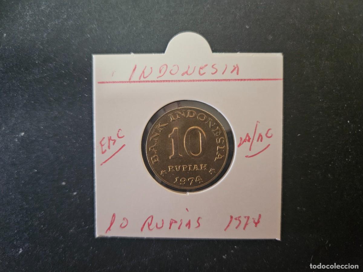 Monedas antiguas de Europa: INDONESIA 10 RUPIAS 1974 MBC KM=38 (LAT&Oacute;N-ACERO)PROGRAMA NACIONAL SAVINE