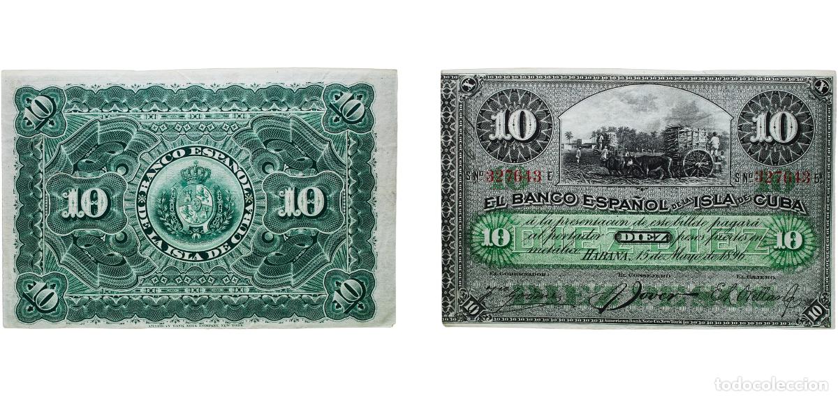 Monedas antiguas de Europa: Cuba 1896 10 Pesos Paper AU P 49