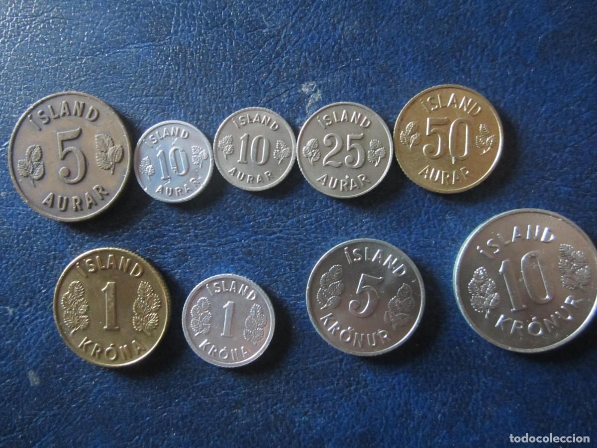 Monedas antiguas de Europa: Islandia 5 10 10 25 50 aurar 1 1 5 & 10 Coronas 1963 - 1978