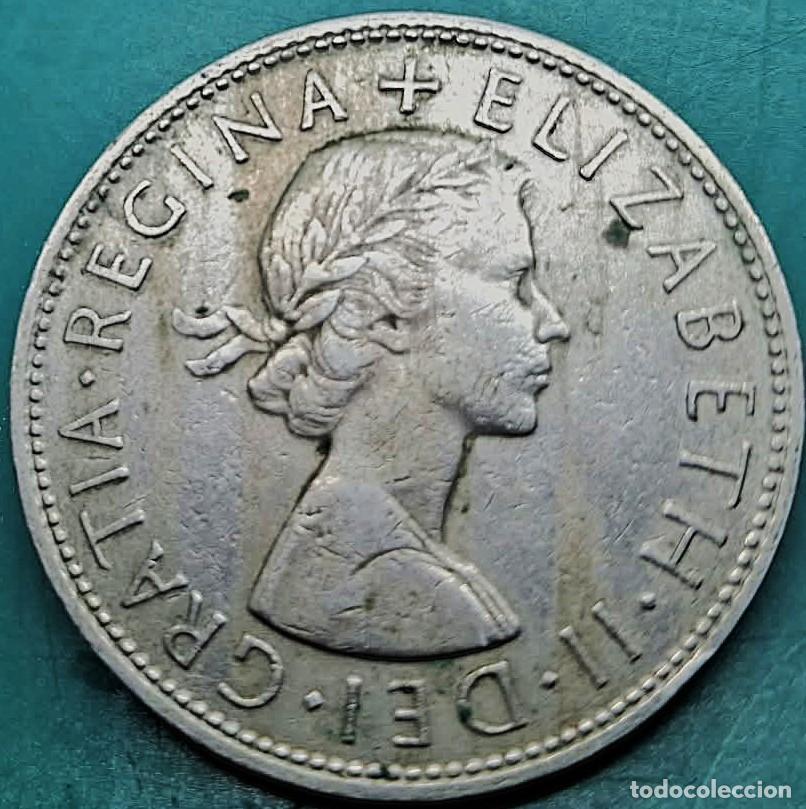 Monedas antiguas de Europa: Reino Unido, 1/2 Crown 1963 &rdquo;Isabel II - 1953/1967&rdquo; KM#907, fotos.