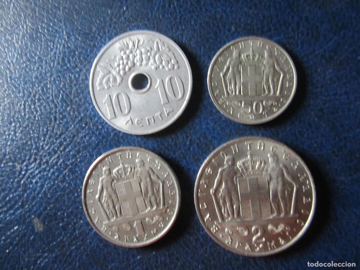 Monedas antiguas de Europa: Grecia Rey Constantino 10 50 lepta 1 & 2 Dracmas