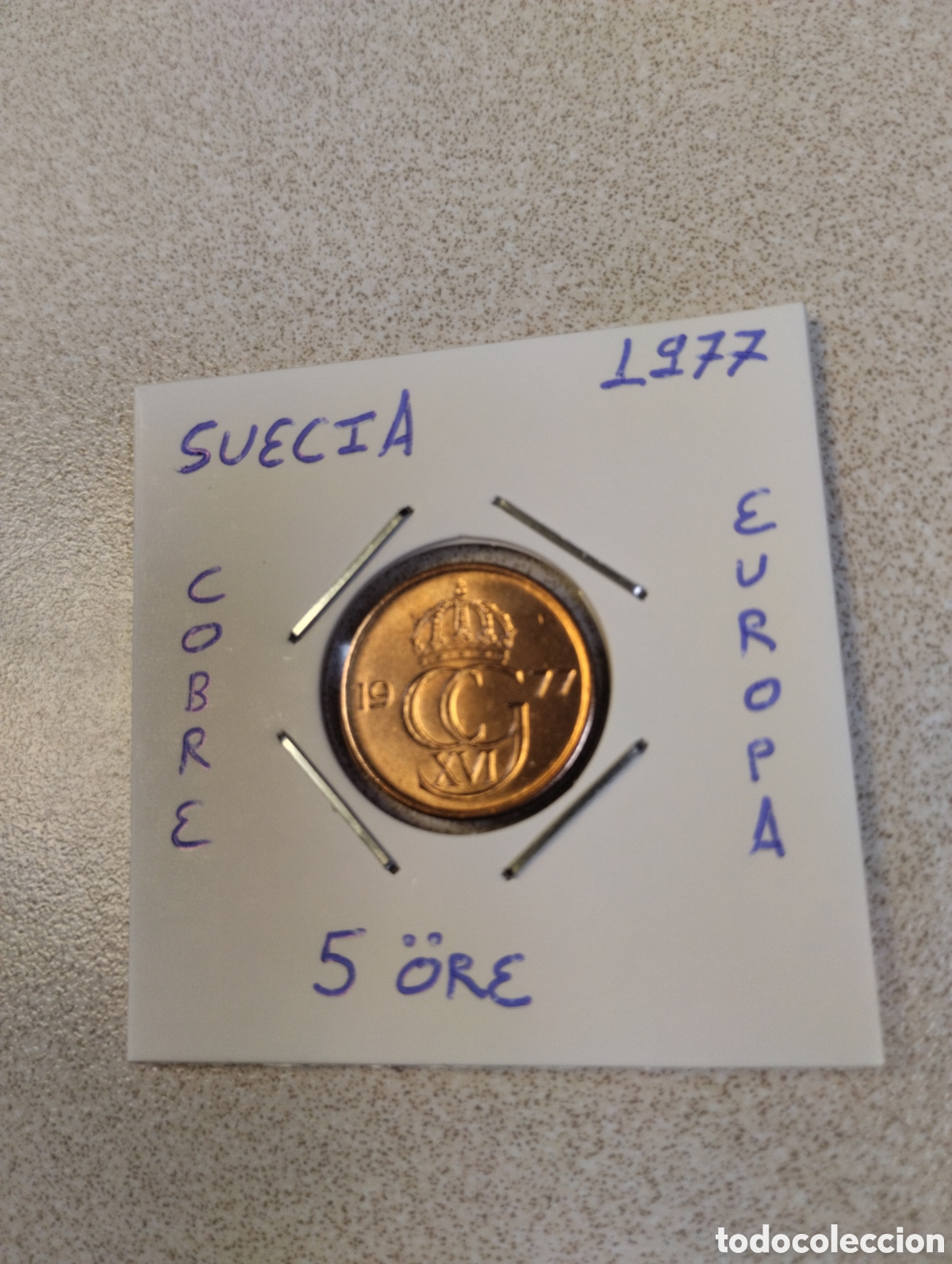 Monedas antiguas de Europa: Moneda de 5 ore de Suecia a&ntilde;o 1977 sin circular encartonada