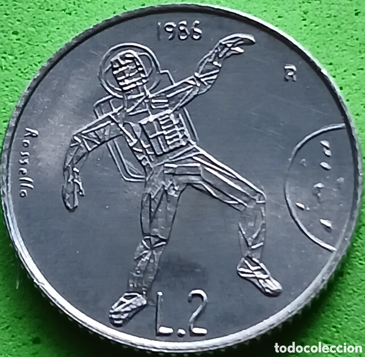 Monedas antiguas de Europa: San Marino 2 liras 1986 km#188 Evoluci&oacute;n de la Tecnolog&iacute;a