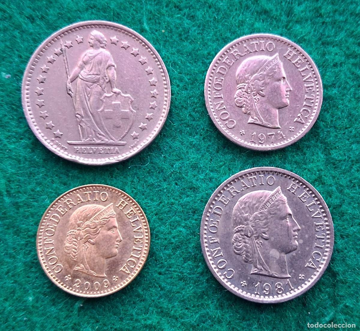 Monedas antiguas de Europa: Lote de 4 monedas de Suiza , conjunto de monedas Suizas