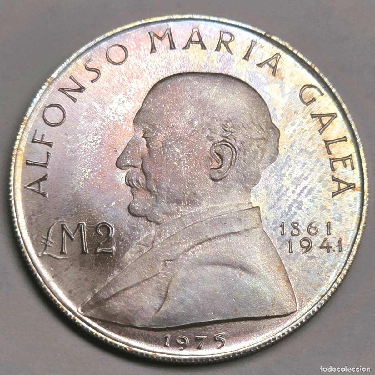 Monedas antiguas de Europa: MONEDA DE PLATA MALTA 2 LIRAS 1975