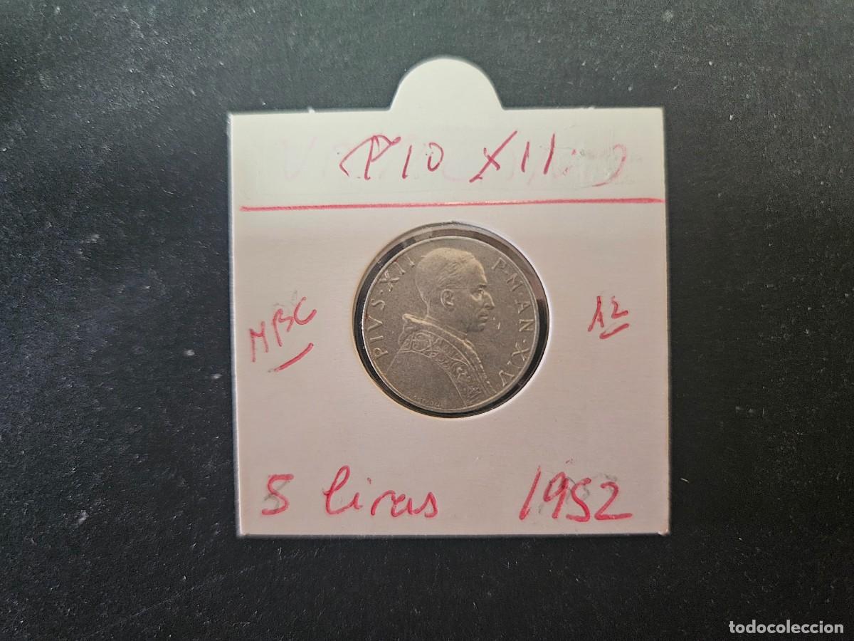 Monedas antiguas de Europa: VATICANO 5 LIRAS 1952 MBC KM=51.1 (ALUMINIO) PIO XII