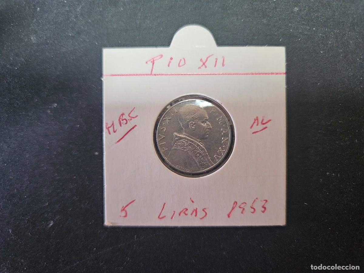 Monedas antiguas de Europa: VATICANO 5 LIRAS 1953 MBC KM=51.1 (ALUMINIO) PIO XII