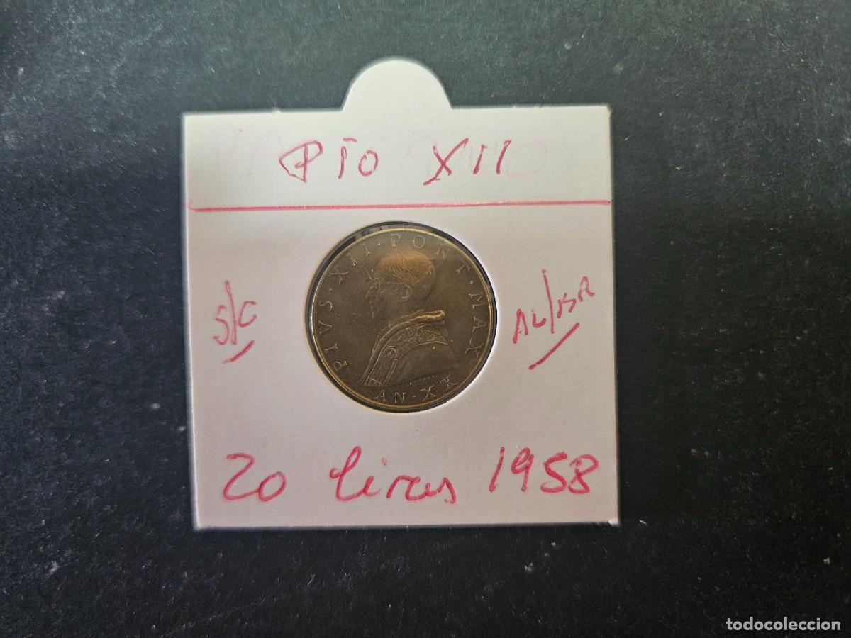 Monedas antiguas de Europa: VATICANO 20 LIRAS 1958 S/C KM=A52 (ALUMINIO-BRONCE) PIO XII