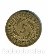 Monedas antiguas de Europa: ALEMANIA 5 PFENNIG 1925 E RENTENPFENNIG