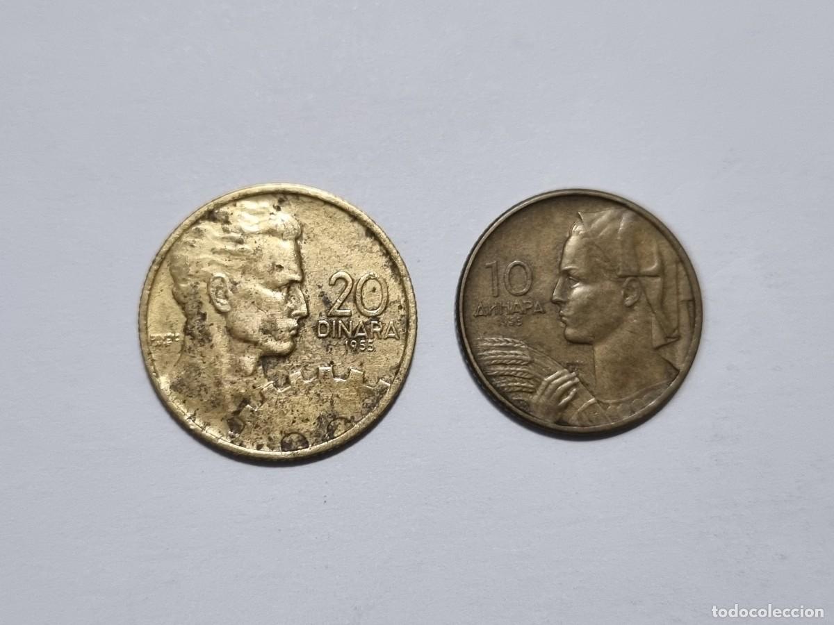 Monedas antiguas de Europa: Lote Moneda Republica Yugoslavia 20 10 Dinara Dinares 1955 Coleccionista