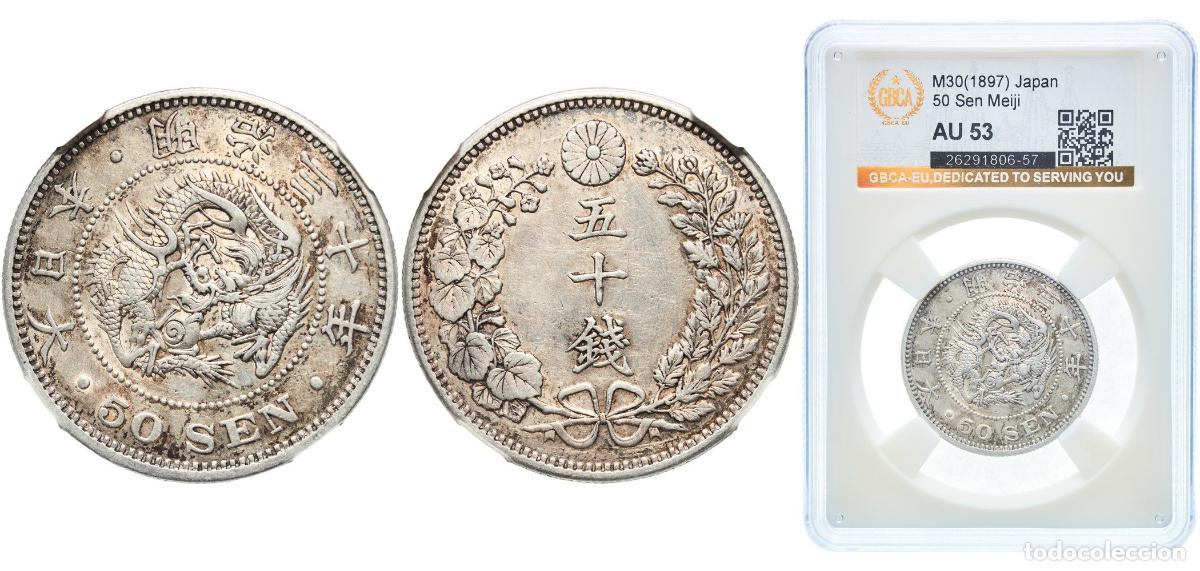Monedas antiguas de Europa: 50 Sen - Meiji M30 (1897) 年十三治明