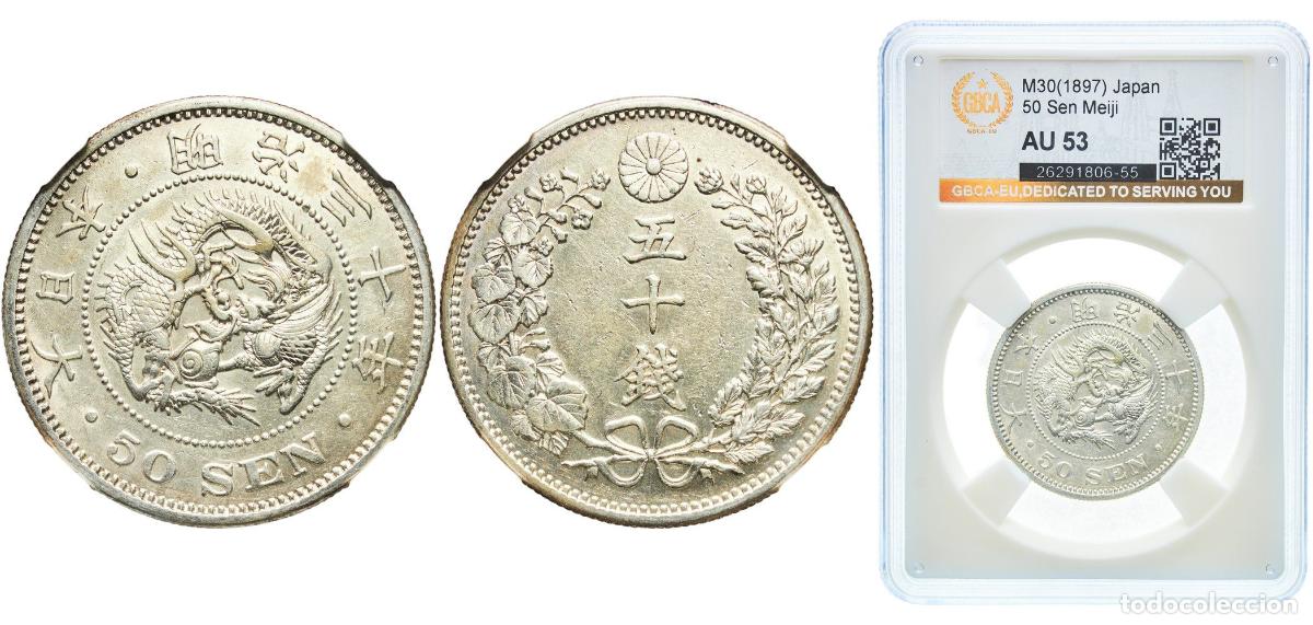 Monedas antiguas de Europa: 50 Sen - Meiji M30 (1897) 年十三治明