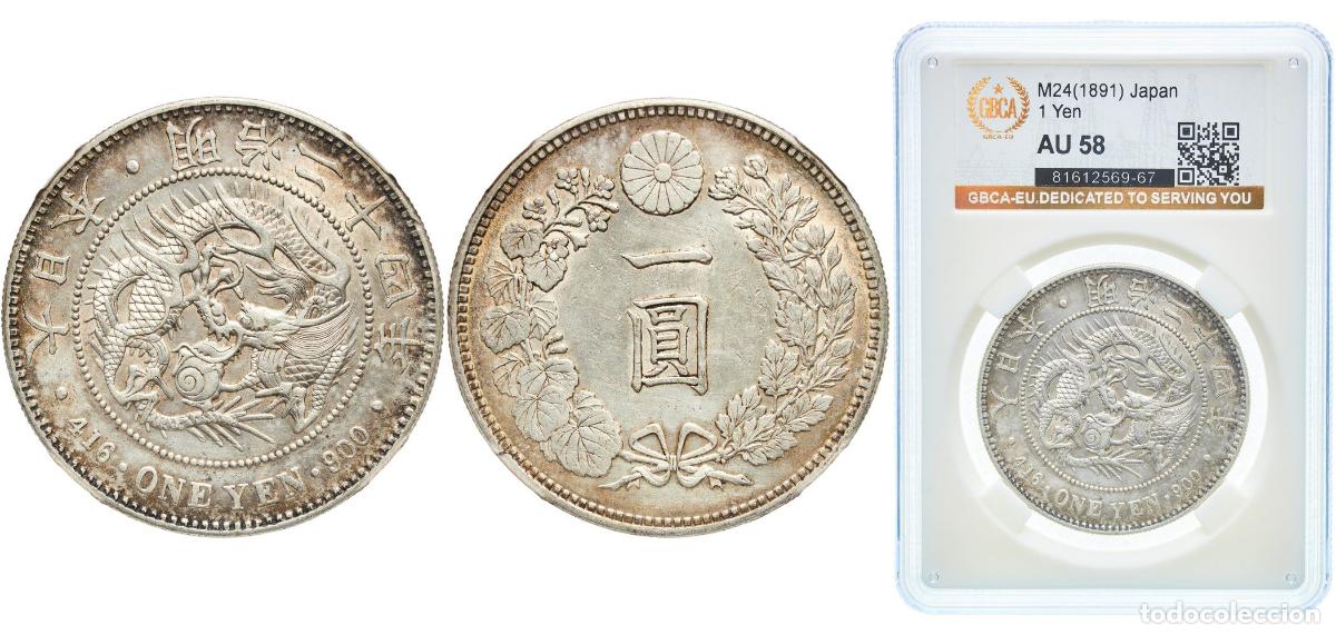 Monedas antiguas de Europa: 1 Yen - Meiji (small type) M24 (1891) 年四十二治明