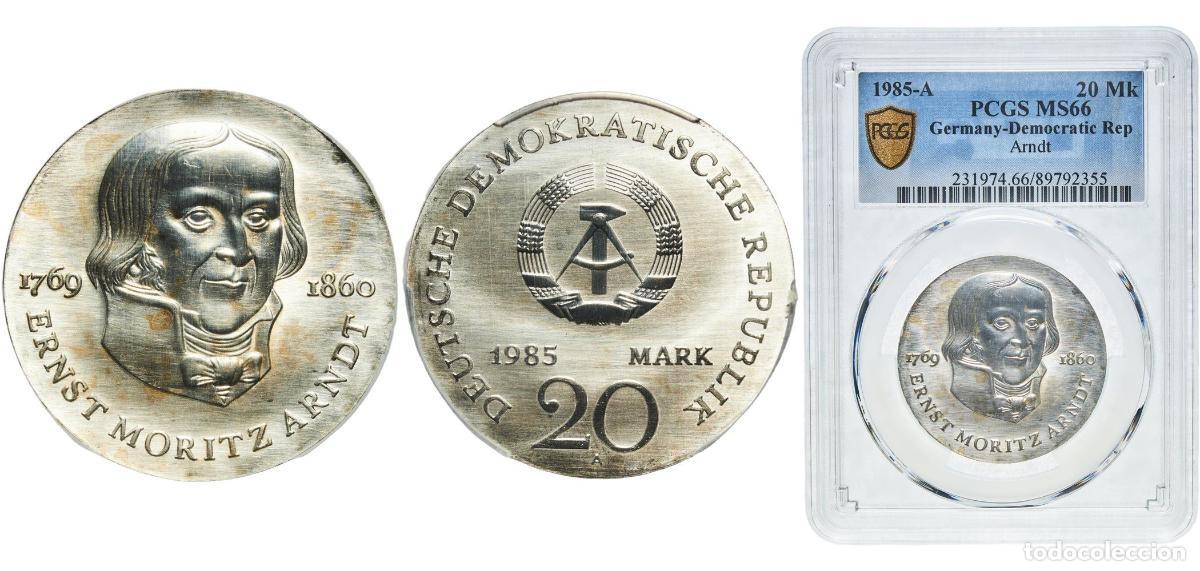 Monedas antiguas de Europa: 20 Mark (Ernst Moritz Arndt) 1985 A