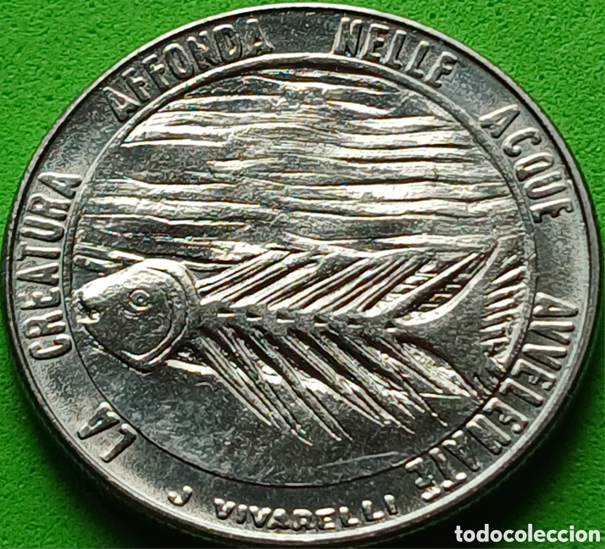Monedas antiguas de Europa: San Marino 100 liras 1977 km#70 Ecolog&iacute;a / Pez