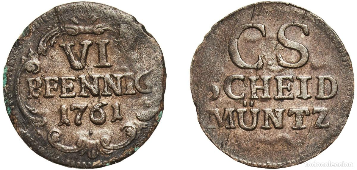 Monedas antiguas de Europa: 6 Pfennigs - Frederick August II 1761