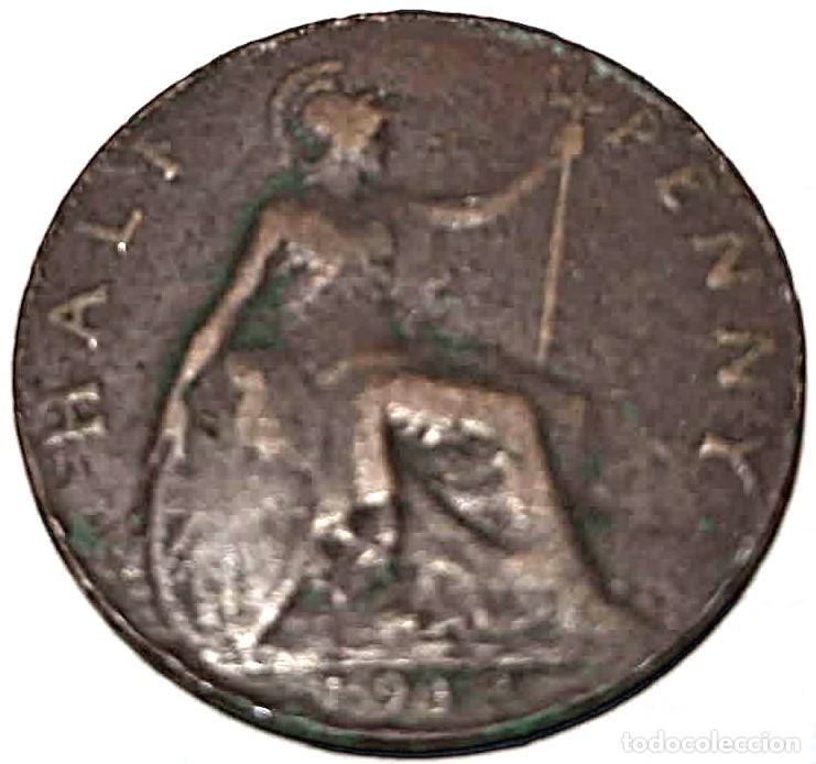 Monedas antiguas de Europa: Reino Unido, 1/2 Penique 1913 &rdquo;Jorge V - 1910/1936'' KM#809. Usada, fotos.