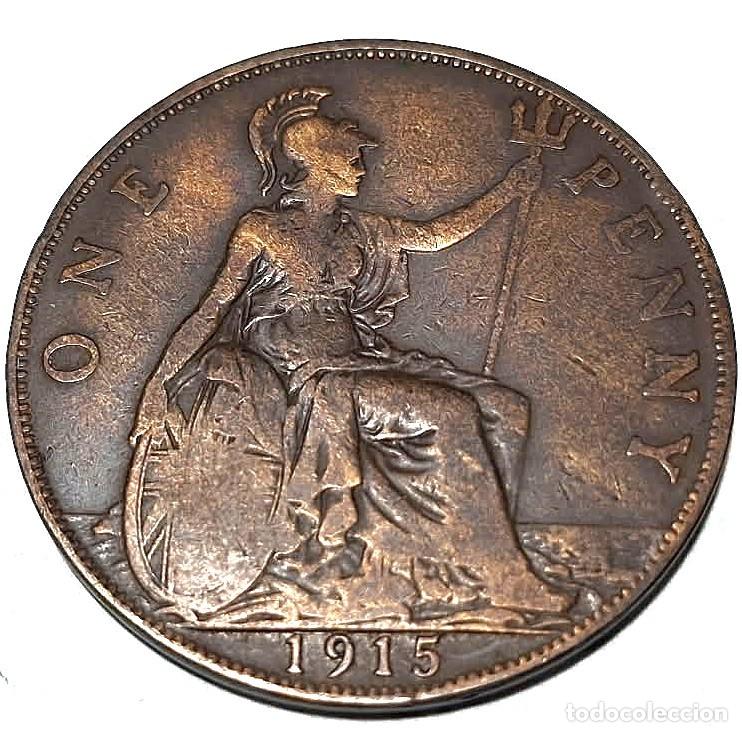 Monedas antiguas de Europa: Reino Unido, 1 Penique 1915 &rdquo;Jorge V - 1910/1936'' KM#810. Usada, fotos.