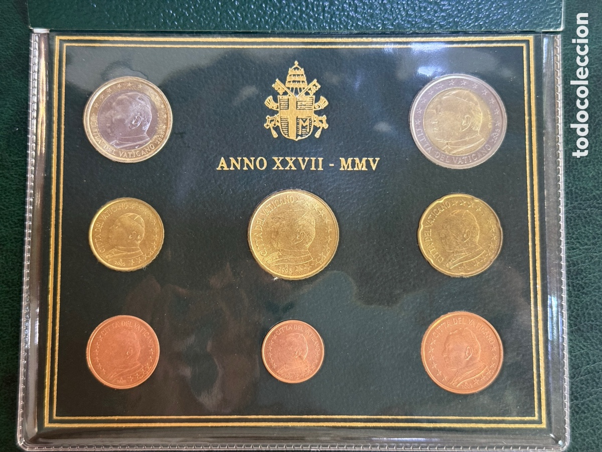 Monedas antiguas de Europa: 2005 - VATICANO Cartera Oficial EUROSET FDC 1 cent. a 2&euro;