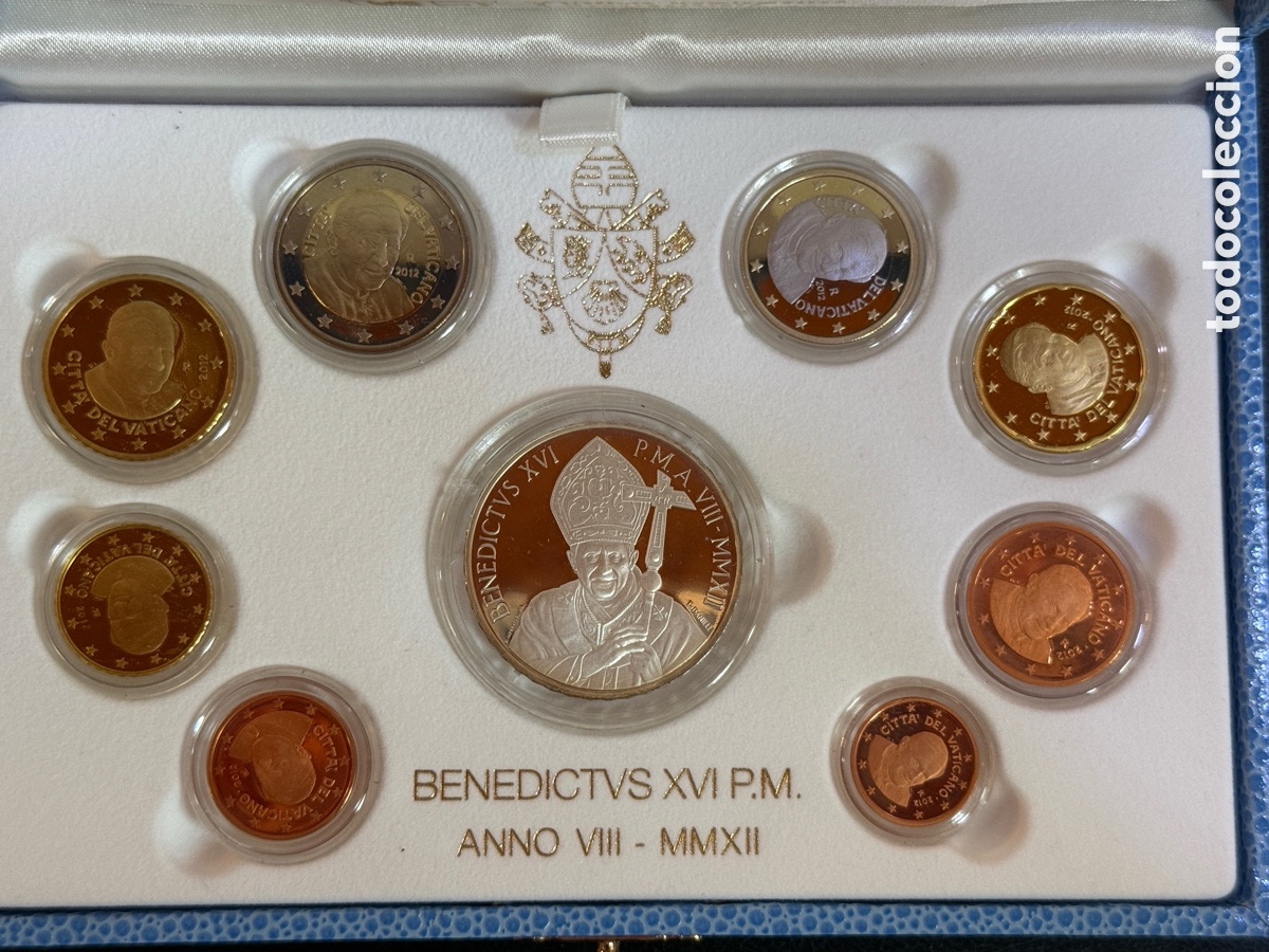 Monedas antiguas de Europa: 2012 - VATICANO Cartera Oficial EUROSET Proof 1 cent. a 2&euro; y 20&euro; de plata