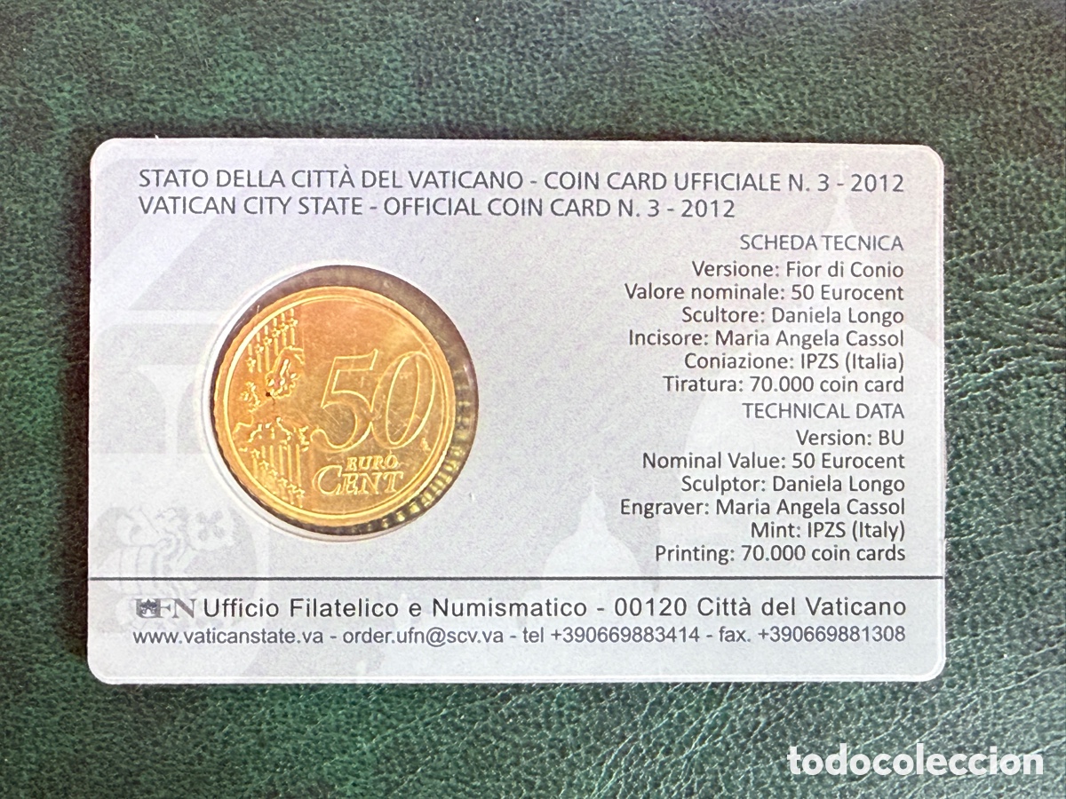 Monedas antiguas de Europa: 2012 - CoinCard Vaticano 50 cent. - Foto 2