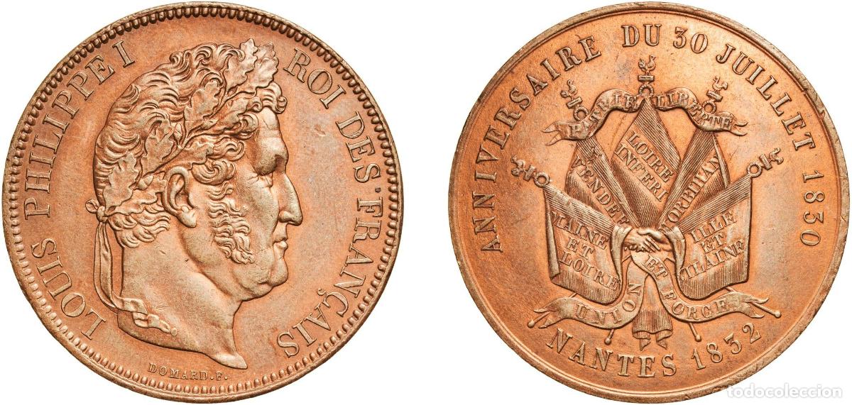 Monedas antiguas de Europa: Medal - Louis Philippe I (Anniversaire du 30 juillet 1830, Nantes 1832)