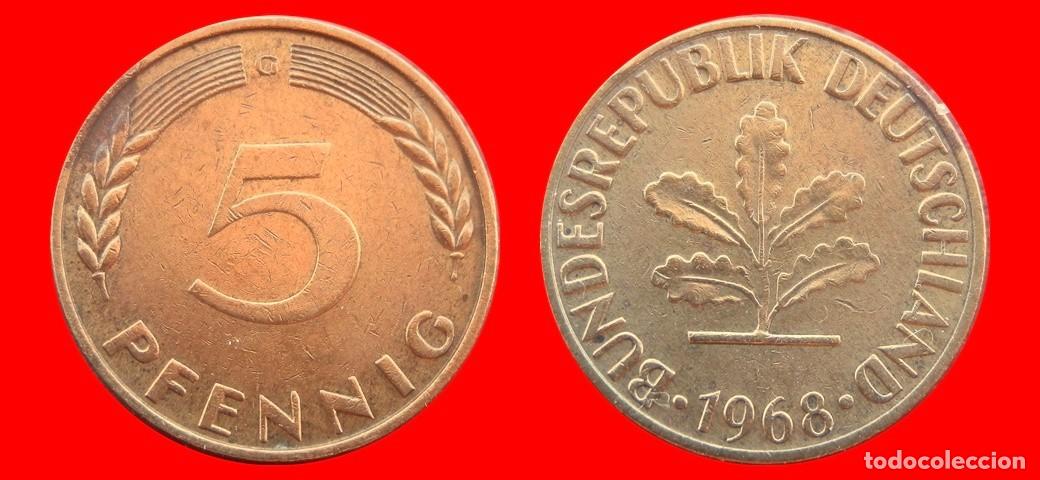 Monedas antiguas de Europa: 5 PFENNIG 1968-G BRD ALEMANIA-154503