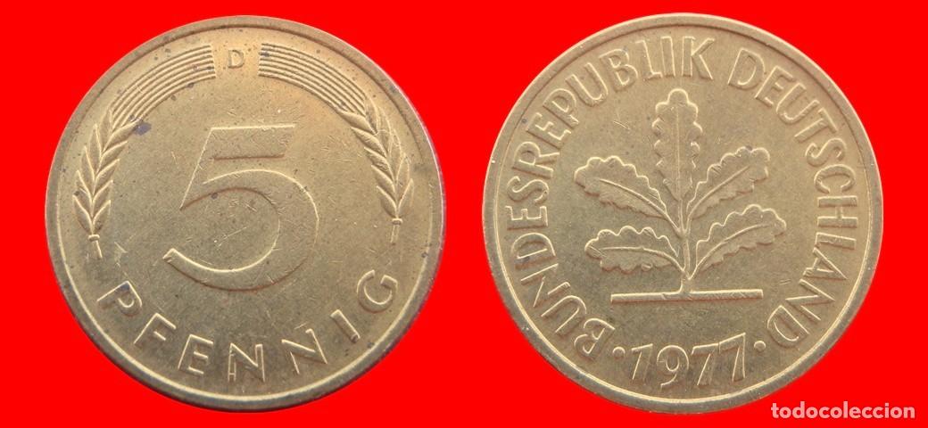Monedas antiguas de Europa: 5 PFENNIG 1977-D BRD ALEMANIA-154512