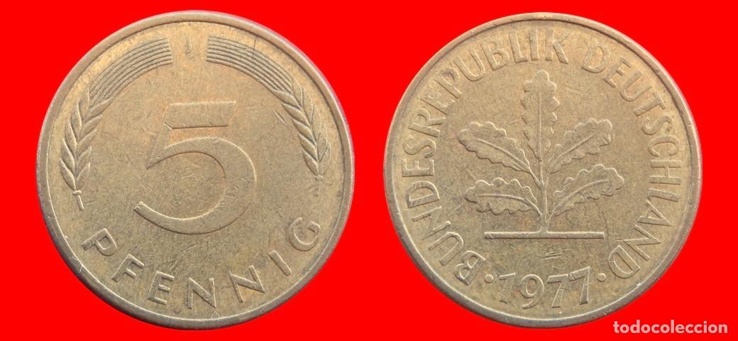 Monedas antiguas de Europa: 5 PFENNIG 1977-J BRD ALEMANIA-154515