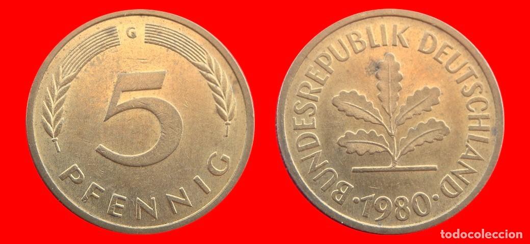 Monedas antiguas de Europa: 5 PFENNIG 1980-G BRD ALEMANIA-154526