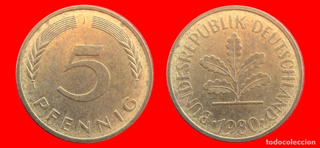 Monedas antiguas de Europa: 5 PFENNIG 1980-J BRD ALEMANIA-154527