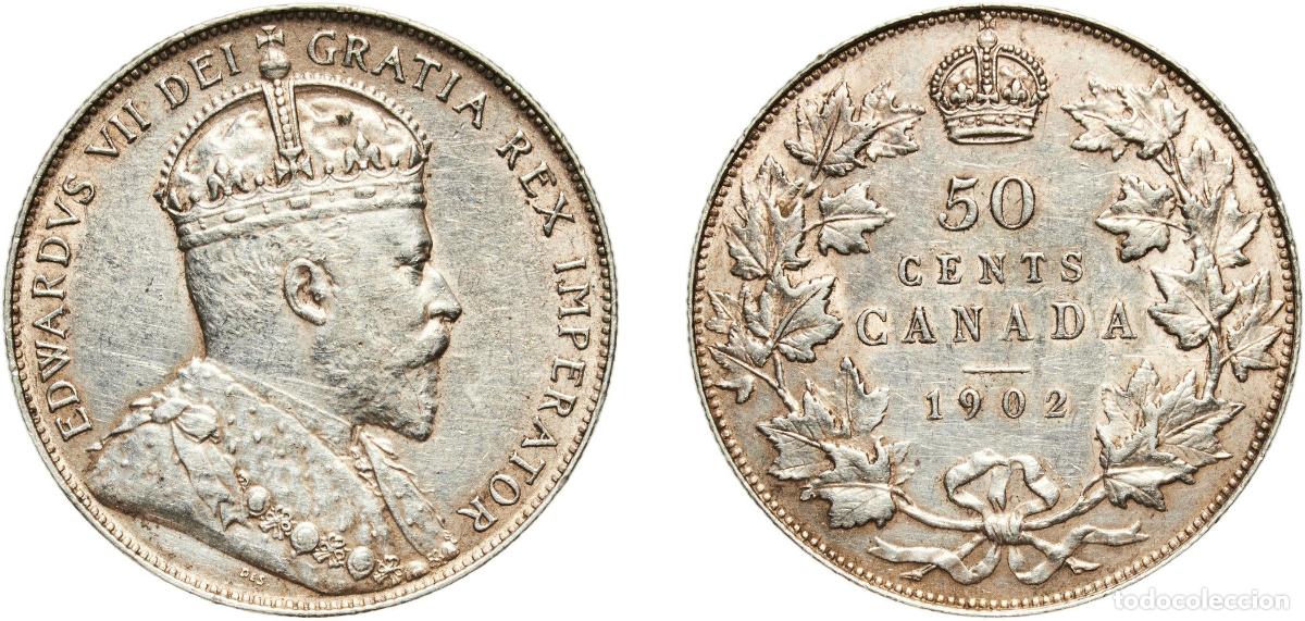 Monedas antiguas de Europa: 50 Cents - Edward VII (Victorian Leaves) 1902
