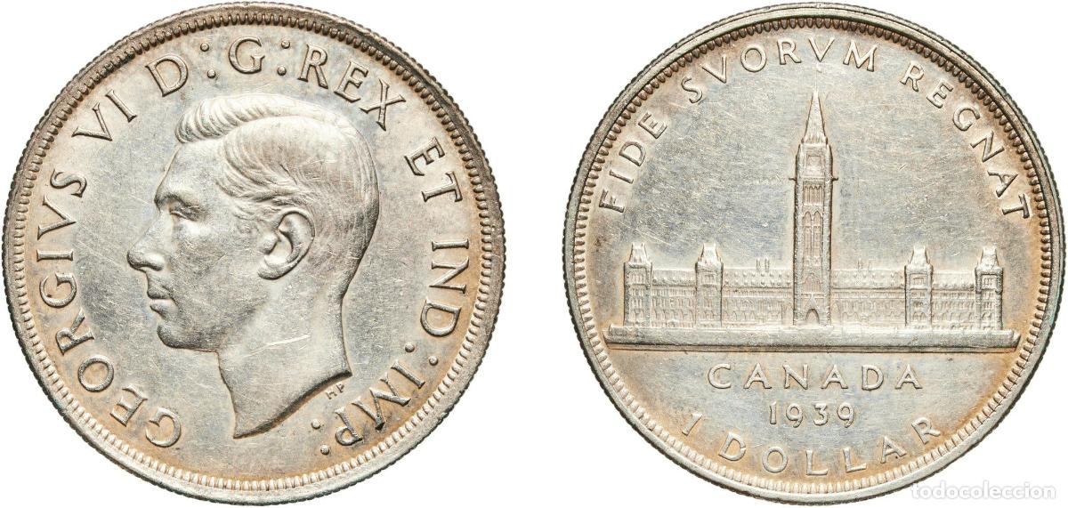 Monedas antiguas de Europa: 1 Dollar - George VI (Royal Visit) 1939