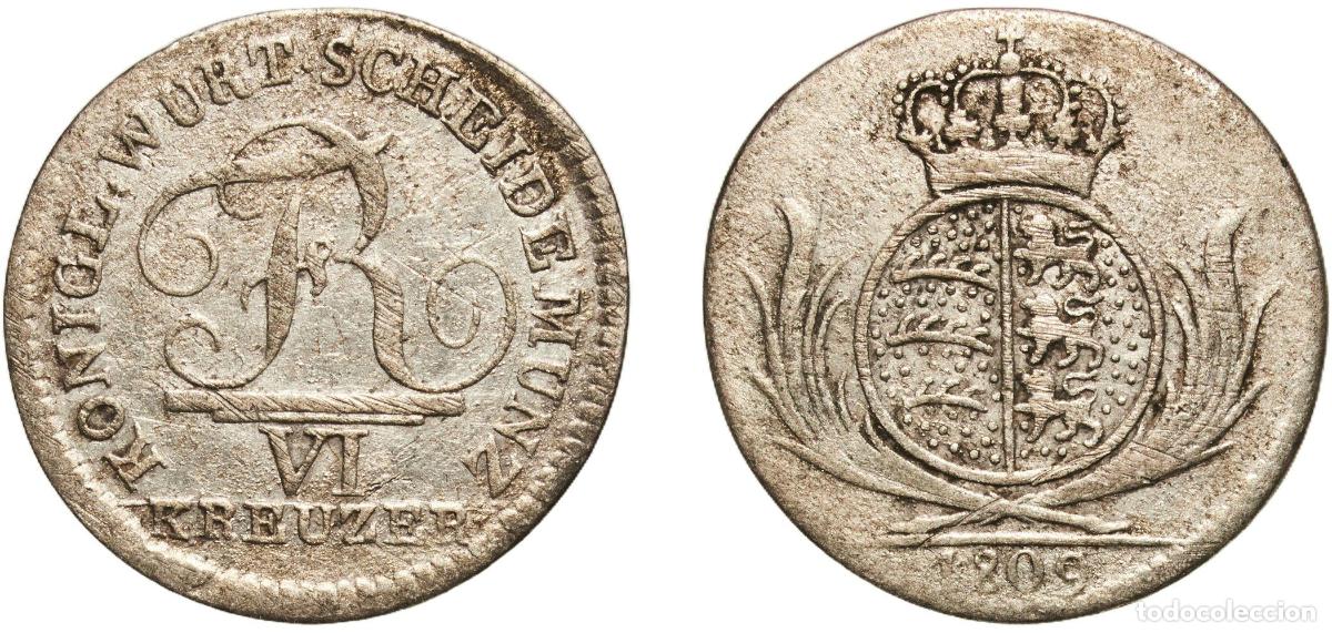 Monedas antiguas de Europa: 6 Kreuzer - Frederick I 1809