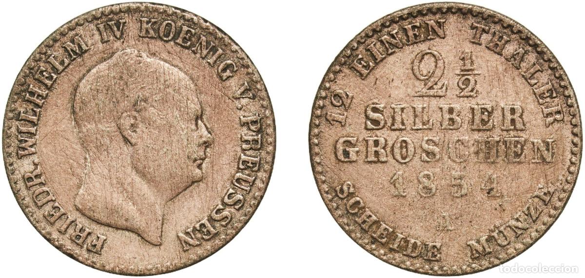 Monedas antiguas de Europa: 2&frac12; Silbergroschen - Frederick William IV 1854 A
